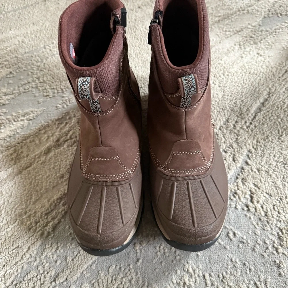 L.L.Bean Storm Chaser winter boots brown leather primaloft side zip waterproof 7